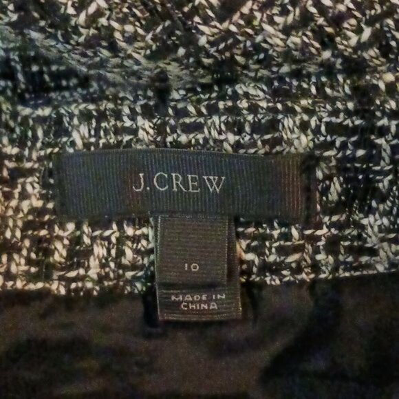 J. Crew Skirt Tweed Black White Knit Straight Knee Length Cotton Size 10 - Picture 6 of 6